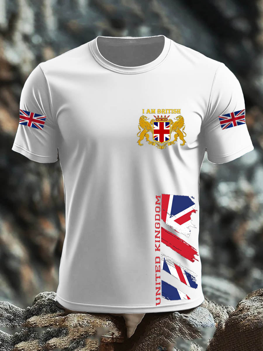 Men's Britsh Imitation Cotton Short-Sleeved Printed T-shirt