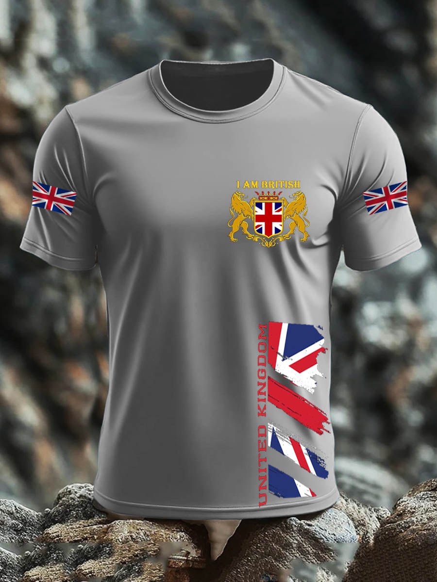 Men's Britsh Imitation Cotton Short-Sleeved Printed T-shirt