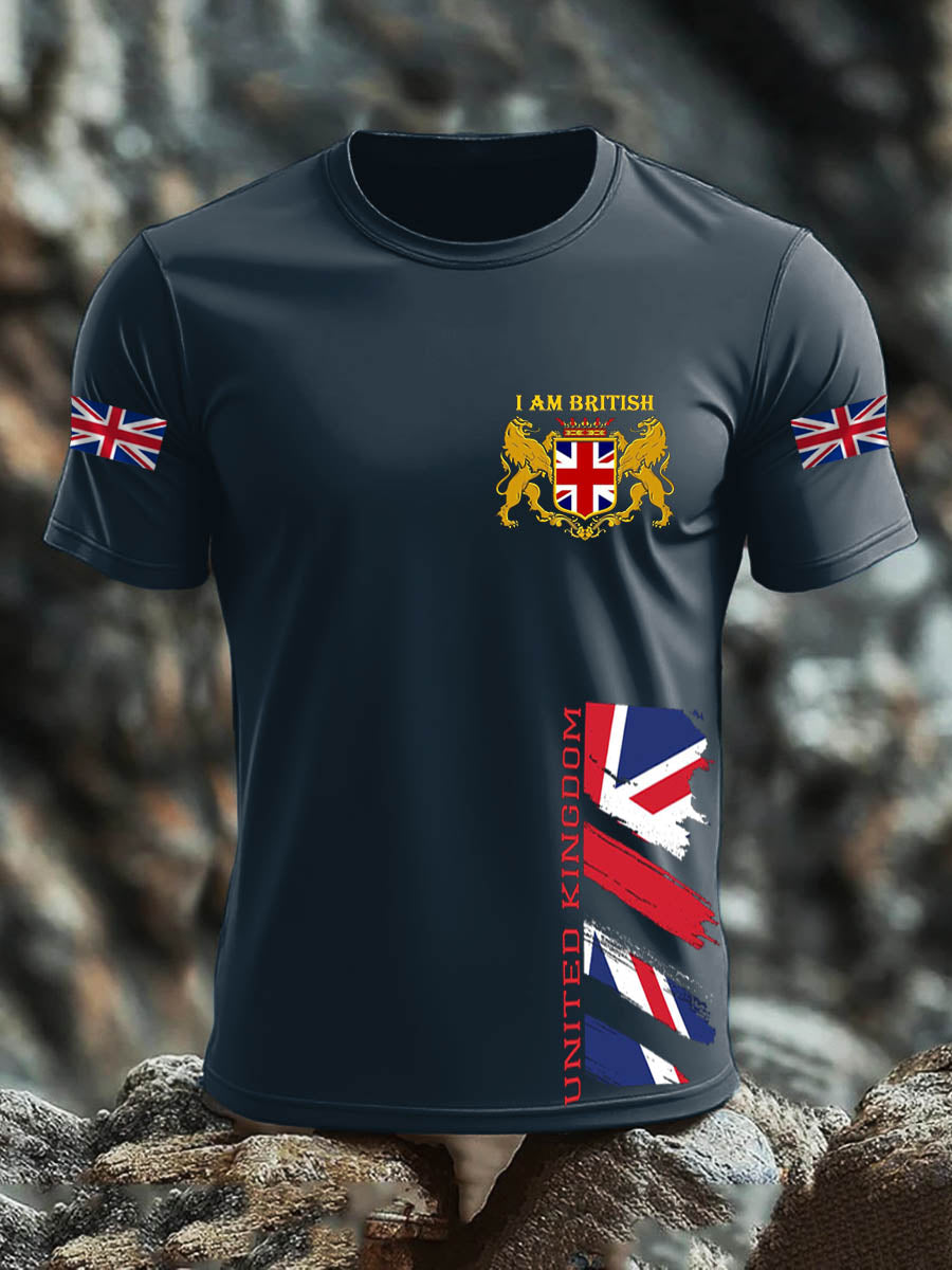 Men's Britsh Imitation Cotton Short-Sleeved Printed T-shirt
