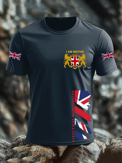Men's Britsh Imitation Cotton Short-Sleeved Printed T-shirt