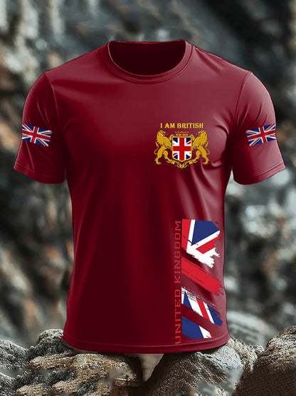 Men's Britsh Imitation Cotton Short-Sleeved Printed T-shirt