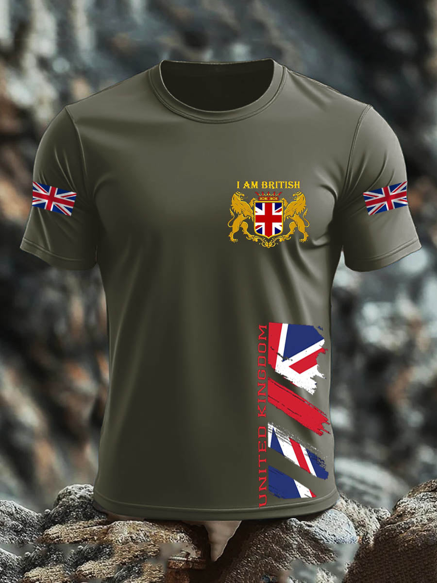 Men's Britsh Imitation Cotton Short-Sleeved Printed T-shirt