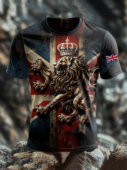 Men's Britsh Short Sleeves Printed T-shirt