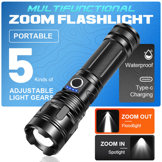 Torcia portatile multifunzionale con zoom per esterni