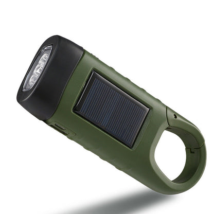 Lampada di emergenza per esterni (manovella + ricarica solare + USB)