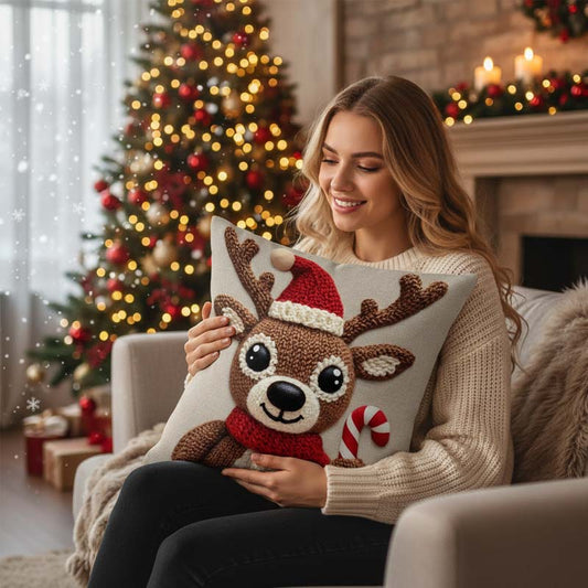 Festive Christmas Character Pillow Cover